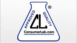 Logo of ConsumerLab.com with a blue beaker design on a white background