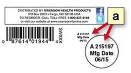 Product label with Amazon logo, bar code, and manufacturing date