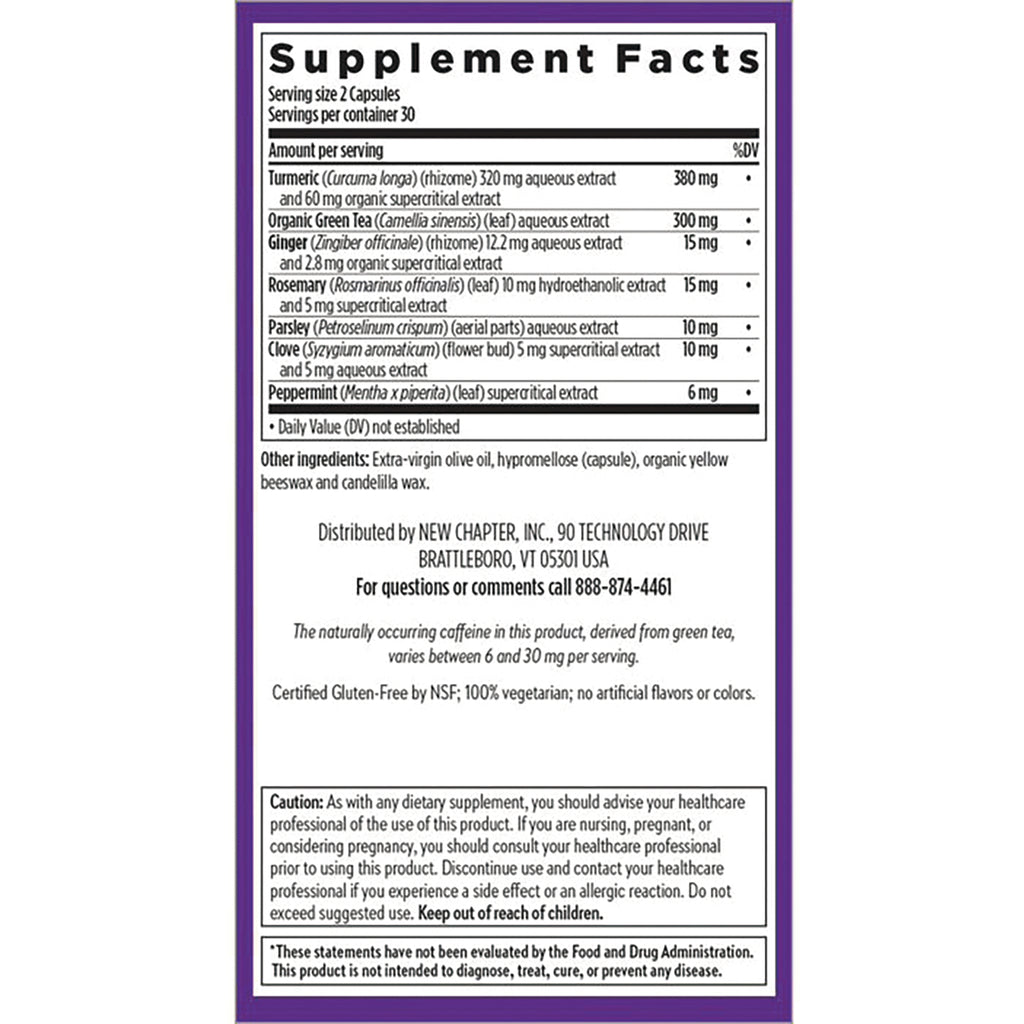 NWC305 | Back label showing Supplement Facts panel, ingredient list, distributor info, and caution box - Thumbnail