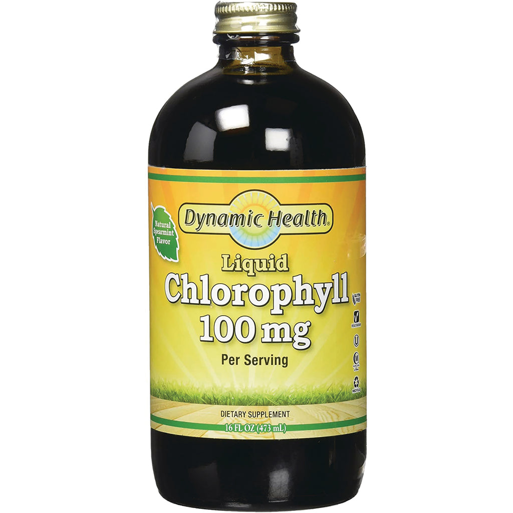DYH054 | Dynamic Health Liquid Chlorophyll 100 mg per serving dietary supplement 16 fl oz amber bottle with yellow label - Thumbnail