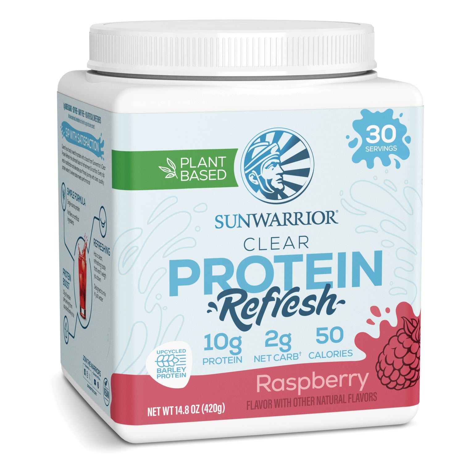 SNW051 | Sunwarrior Clear Protein Refresh, Raspberry, plant-based powder, 30 servings, 10g protein, 2g net carbs, 50 calories