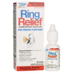 TRL015 | Ring Relief homeopathic ear drops for tinnitus symptoms, 0.33 fl oz bottle and box