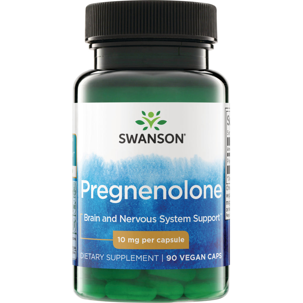 SW674 | Swanson Pregnenolone bottle, Brain and Nervous System Support, 10 mg per capsule, 90 capsules - Thumbnail