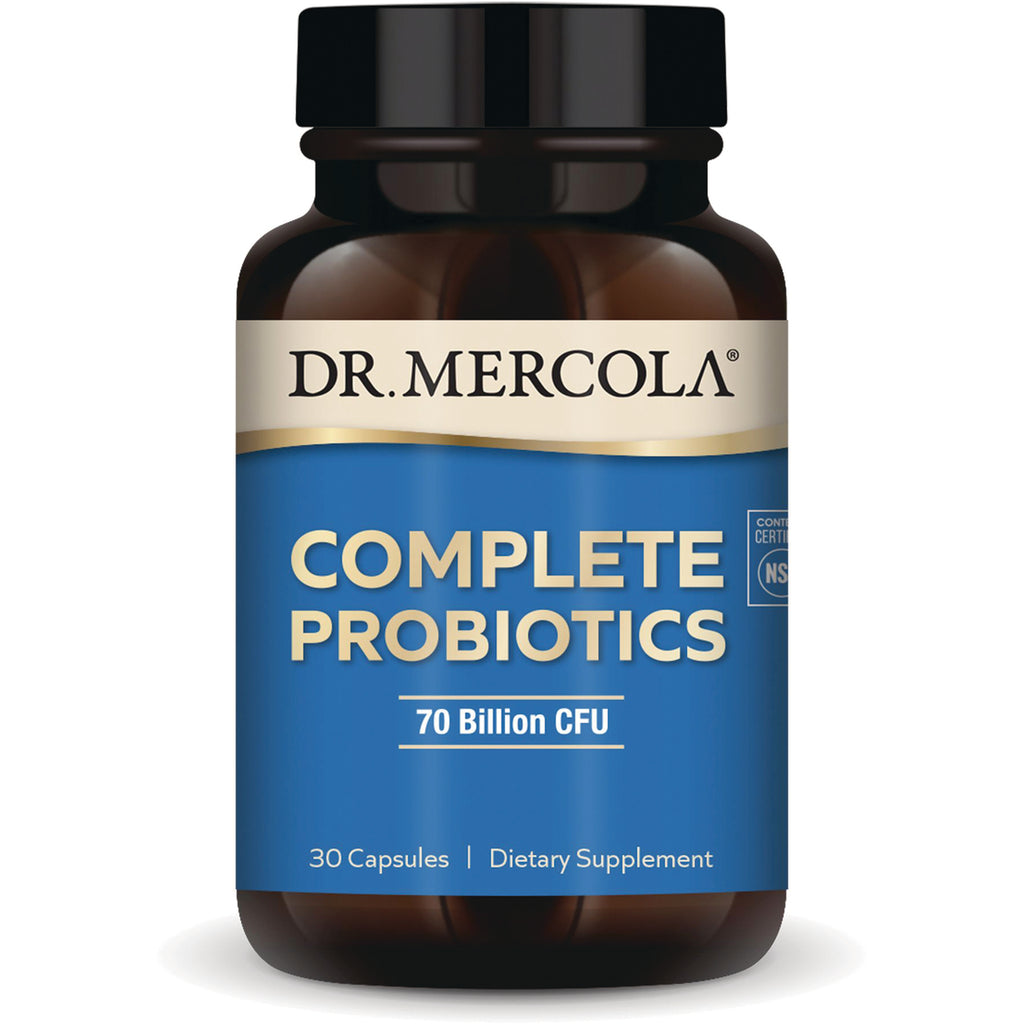 MRC045 | Dr. Mercola Complete Probiotics front label showing 70 Billion CFU, 30 capsules dietary supplement - Thumbnail