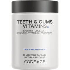 CDG031 | Front view of Codeage Teeth & Gums Vitamins jar, 90 vegetable capsules