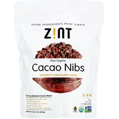 ZIN013 | Zint Raw Organic Cacao Nibs pouch, Nature's Chocolate Chips, 16 oz
