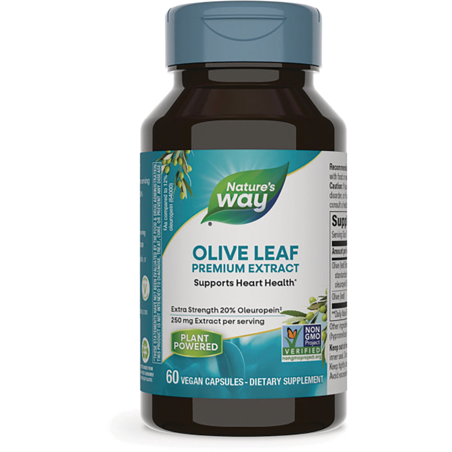 NW901 | Nature's Way Olive Leaf premium extract bottle, 60 vegan capsules, plant powered label