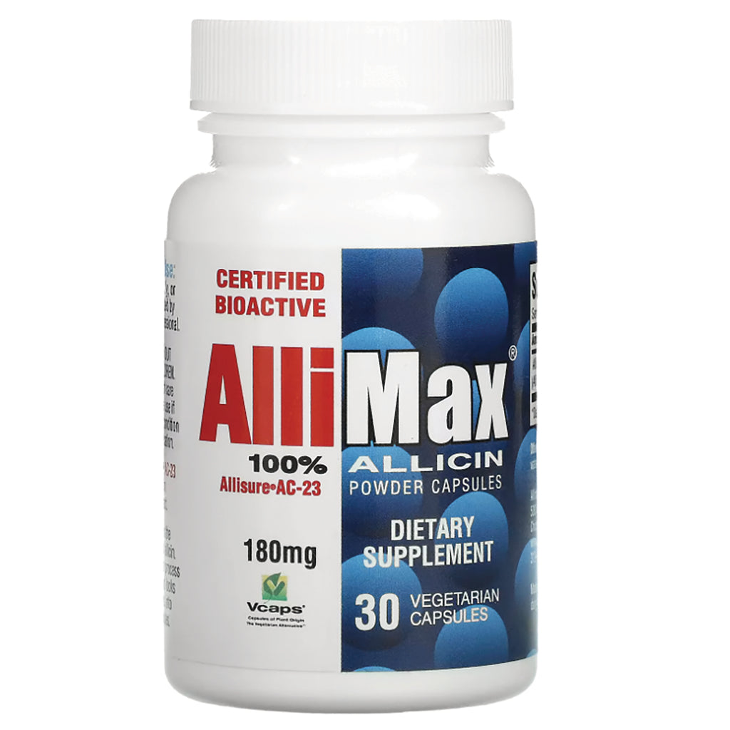 AMX001 | AlliMax Allicin powder capsules, 180 mg dietary supplement, 30 vegetarian capsules - Thumbnail