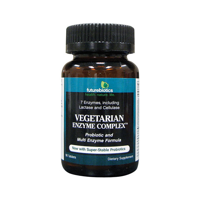 futurebiotics VEGETARIAN ENZYME COMPLEX supplement bottle front label, 90 tablets
