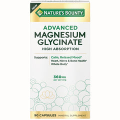 NBY087 | Nature's Bounty Advanced Magnesium Glycinate box, 360 mg per serving, 90 capsules