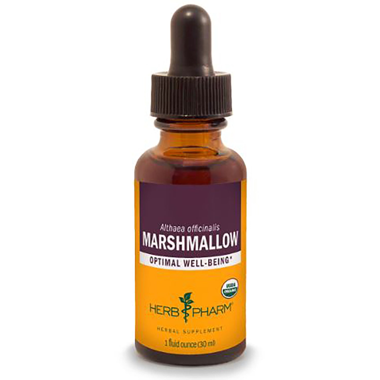 HPH059 | amber glass dropper bottle labeled MARSHMALLOW herbal supplement, 1 fl oz