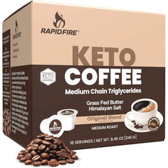 RPF005 | RapidFire Keto Coffee box, medium roast original blend with grass fed butter and Himalayan salt