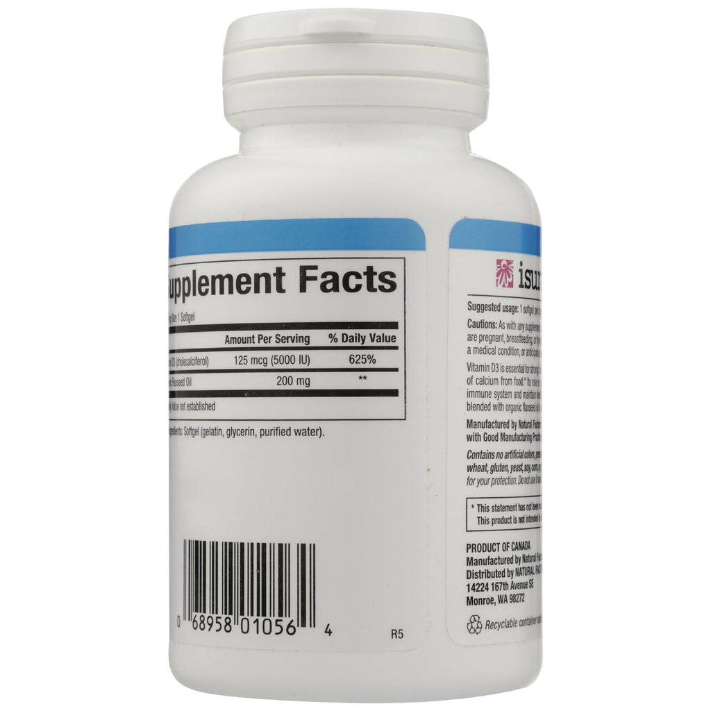 NFC095 | Back of white supplement bottle showing Supplement Facts panel, ingredient text and barcode - Thumbnail