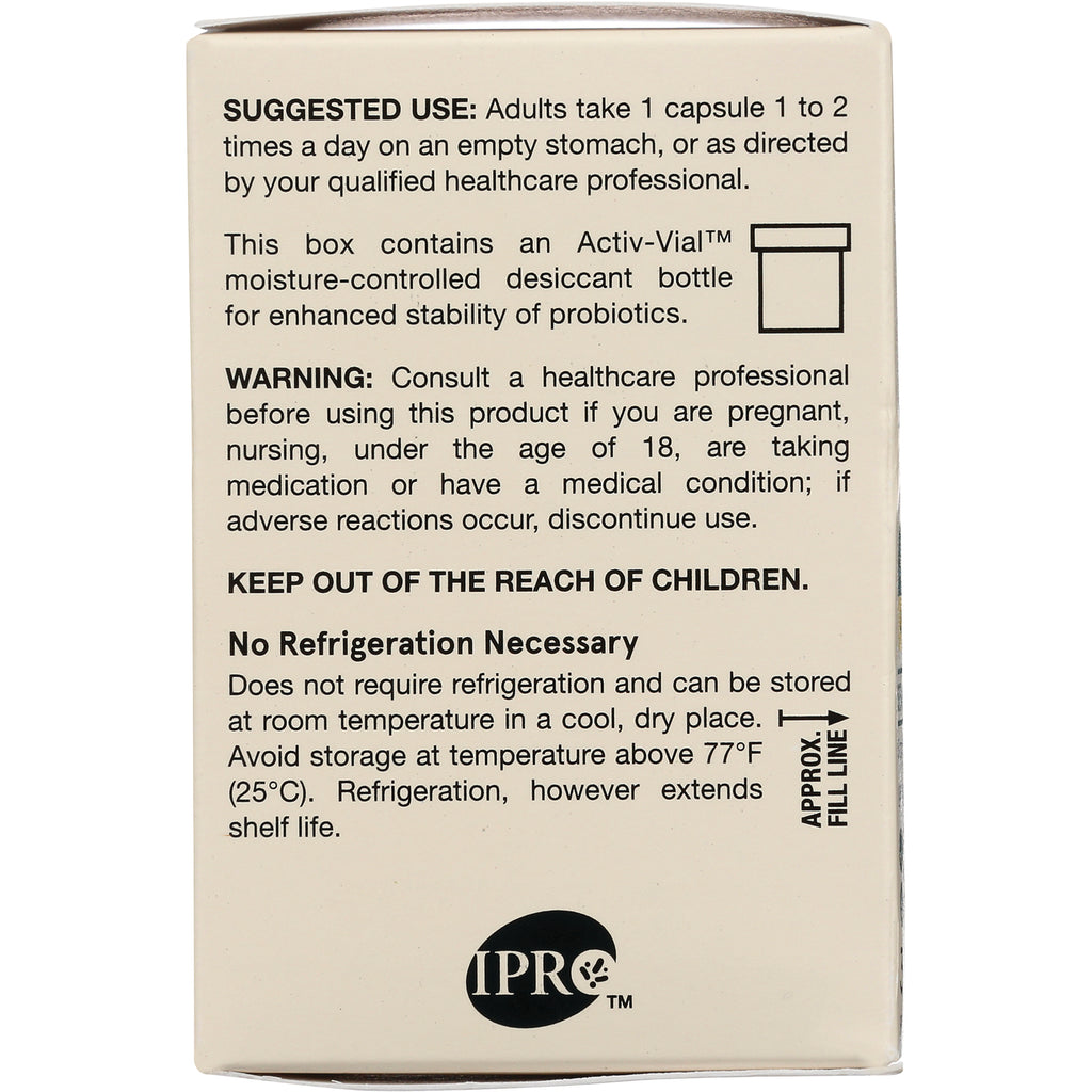 Back of supplement box showing suggested use, warning, no refrigeration necessary text and IPRO logo - Thumbnail