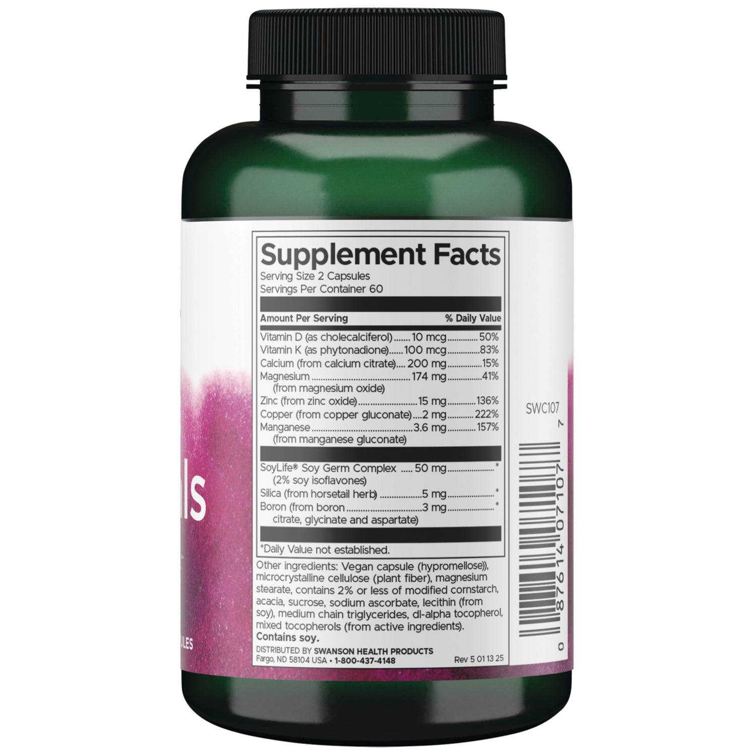 SWC107 | Back label with Supplement Facts