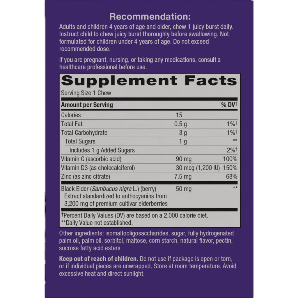 NW1072 | Back panel showing Supplement Facts with serving size, nutrient amounts, ingredients and usage recommendations - Thumbnail
