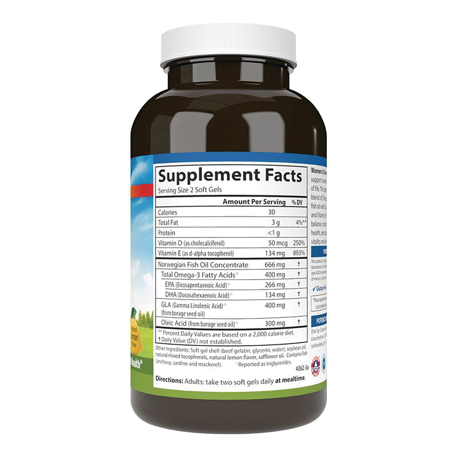 CSN333 | back label showing Supplement Facts panel and directions for soft gels