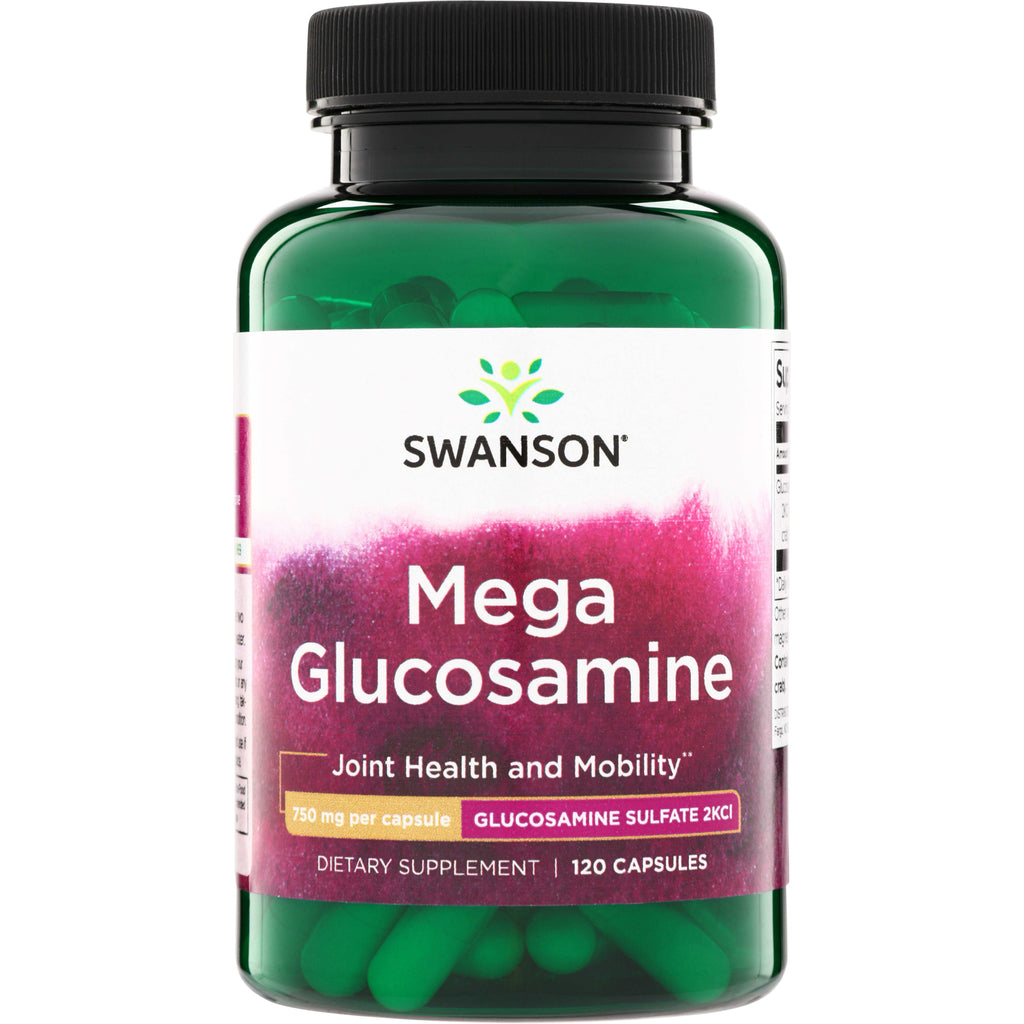 SW1698 | Swanson Mega Glucosamine 750 mg per capsule, Glucosamine Sulfate 2KCl, 120 capsules - Thumbnail