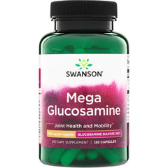 SW1698 | Swanson Mega Glucosamine 750 mg per capsule, Glucosamine Sulfate 2KCl, 120 capsules