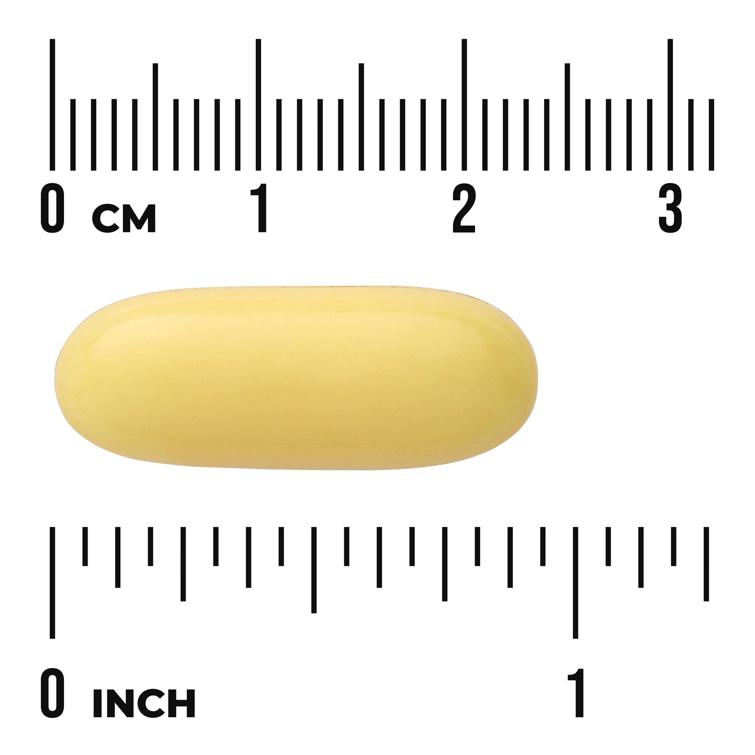 SW1601 | Yellow oblong tablet with size shown against cm and inch ruler