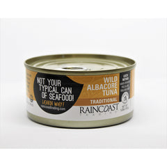 RCT001 | Raincoast wild albacore tuna can labeled Not your typical can of seafood