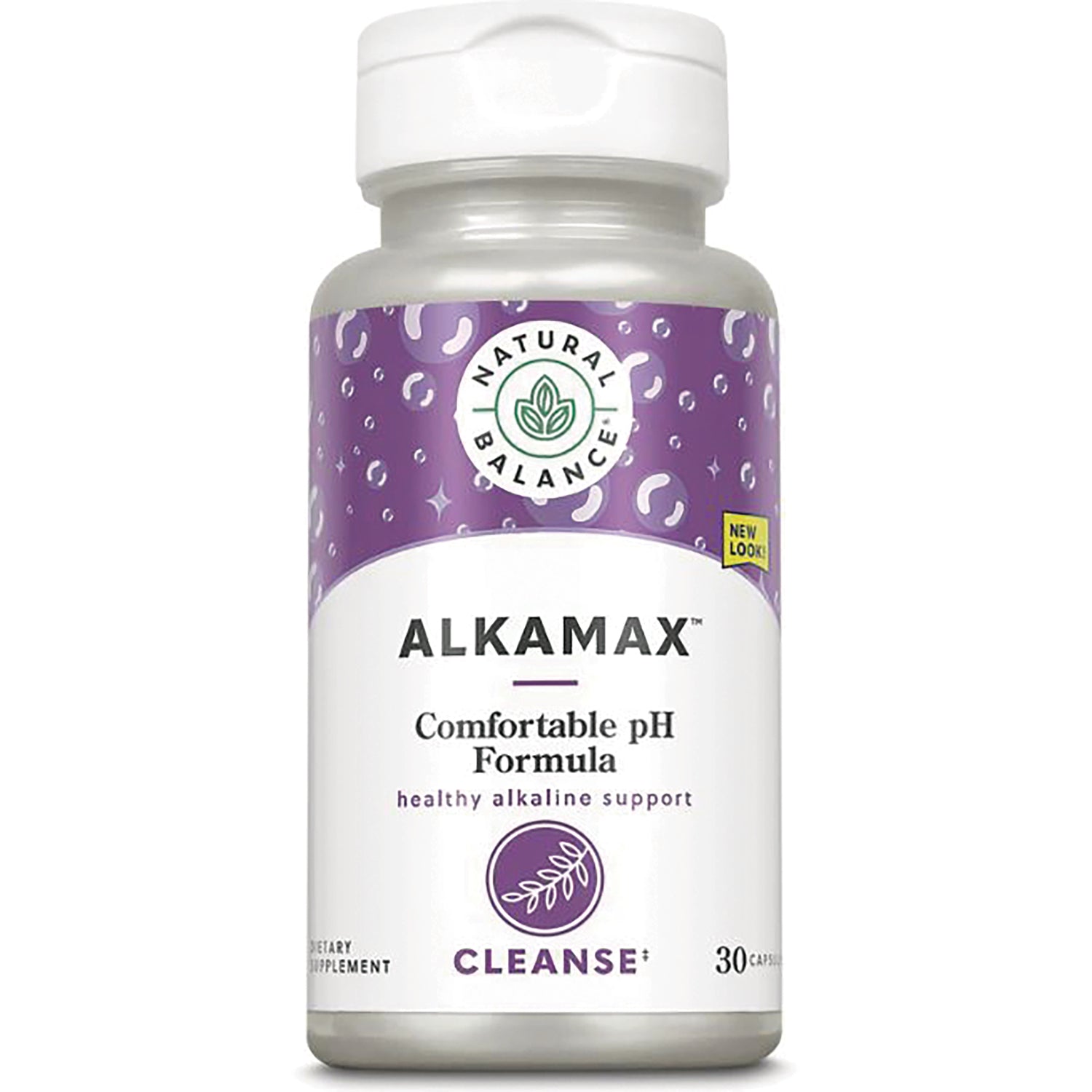 NBL017 | ALKAMAX bottle, Comfortable pH Formula dietary supplement for healthy alkaline support, front label