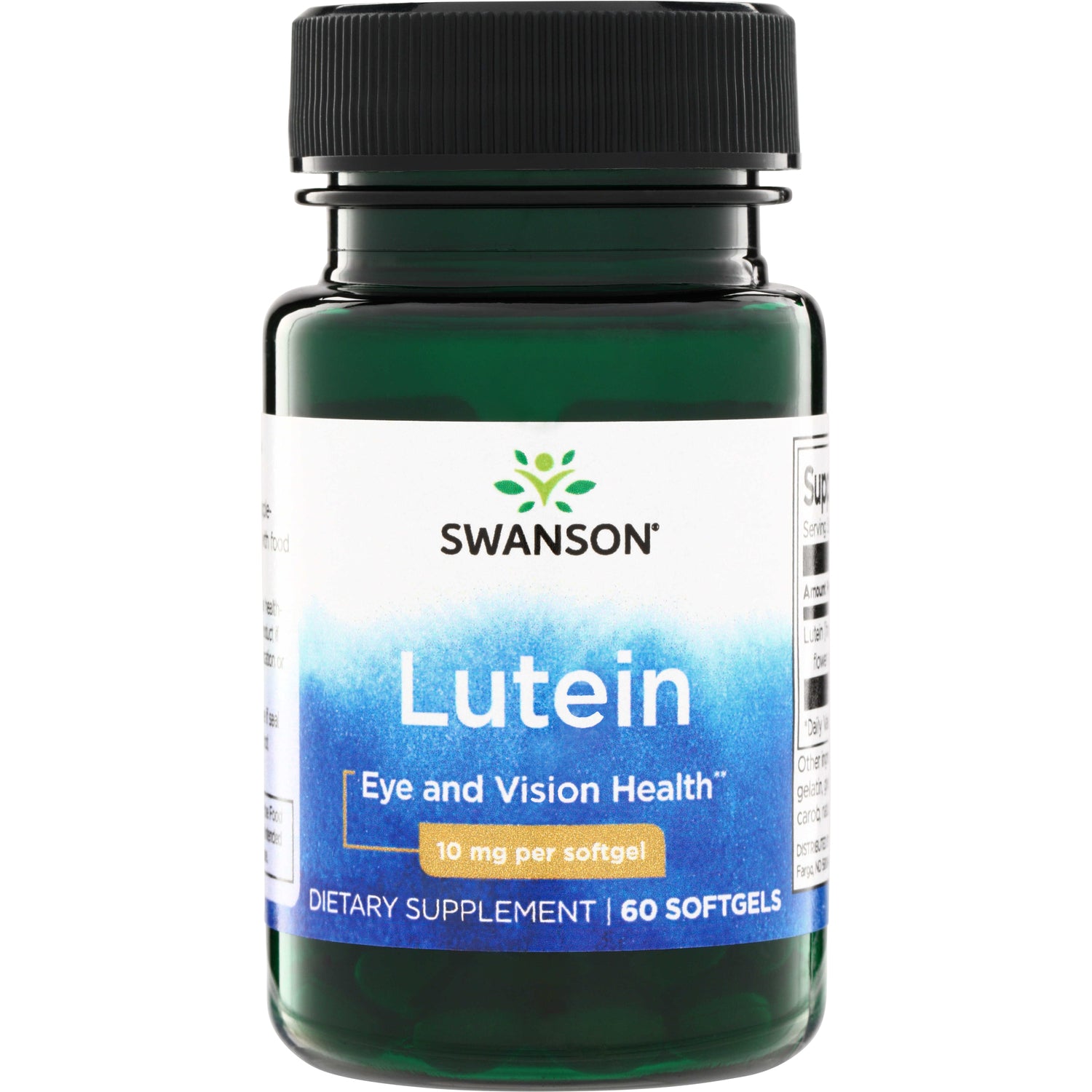 SWU979 | Swanson Lutein supplement bottle, Eye and Vision Health, 10 mg per softgel, 60 softgels