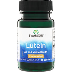 SWU979 | Swanson Lutein supplement bottle, Eye and Vision Health, 10 mg per softgel, 60 softgels