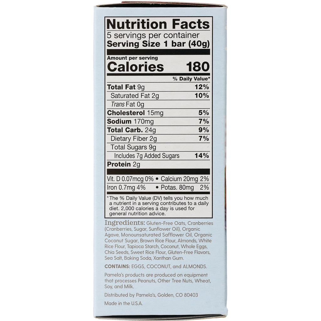 PAM011 | Back panel with Nutrition Facts showing 180 calories and ingredient list - Thumbnail