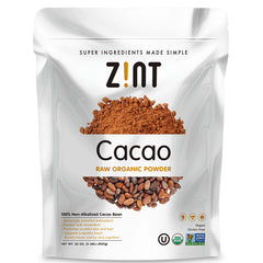 ZIN009 | Z!NT Cacao Raw Organic Powder pouch, 32 oz; USDA Organic, Non-GMO, vegan, gluten-free