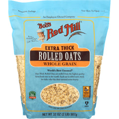 BOB340 | Bob's Red Mill Extra Thick Rolled Oats whole grain front package, 32 oz