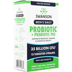 SW1938 | Swanson Men's Daily Probiotic + Prebiotic FOS, 35 Billion CFU, 13 strains, 60 vegan capsules
