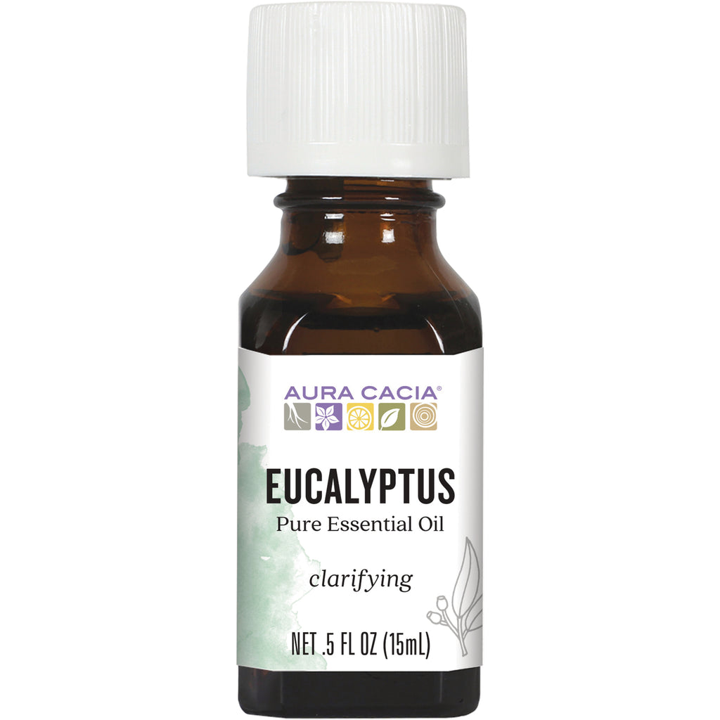 ARC003 | Aura Cacia eucalyptus pure essential oil bottle with front label, 0.5 fl oz (15 mL) - Thumbnail