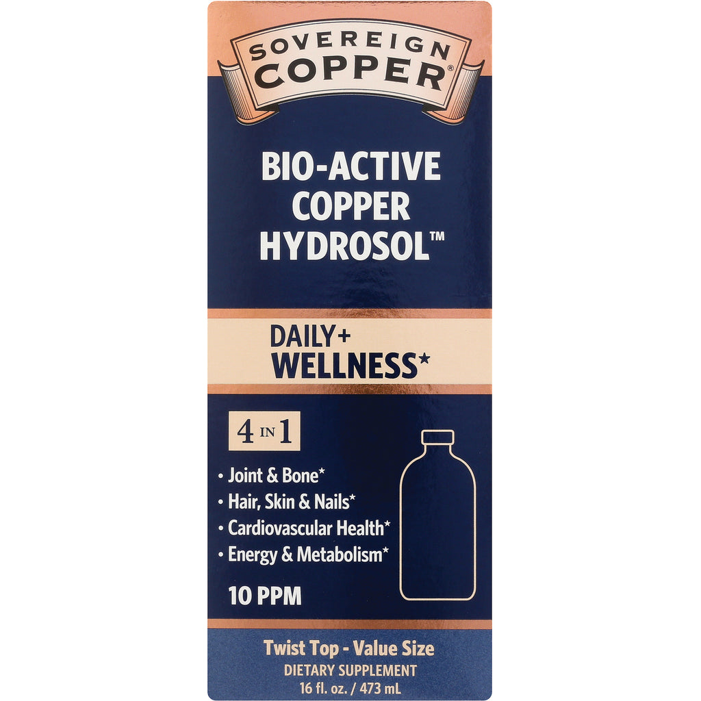 SSL013 | Sovereign Copper Bio-Active Copper Hydrosol front label, Daily+ Wellness, 16 fl oz - Thumbnail