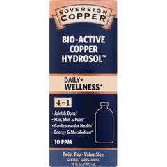 SSL013 | Sovereign Copper Bio-Active Copper Hydrosol front label, Daily+ Wellness, 16 fl oz