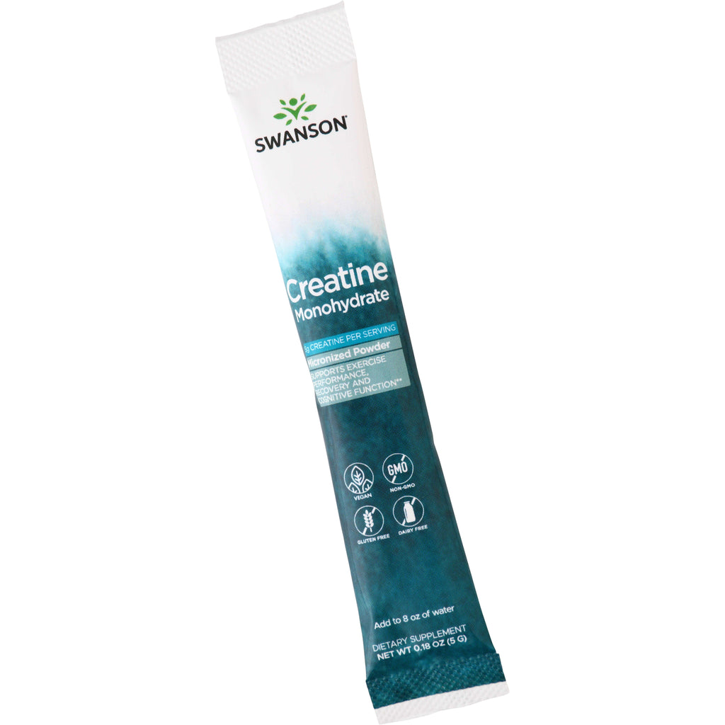 SW1967 | Swanson Creatine Monohydrate single-serve stick packet showing product name and icons - Thumbnail