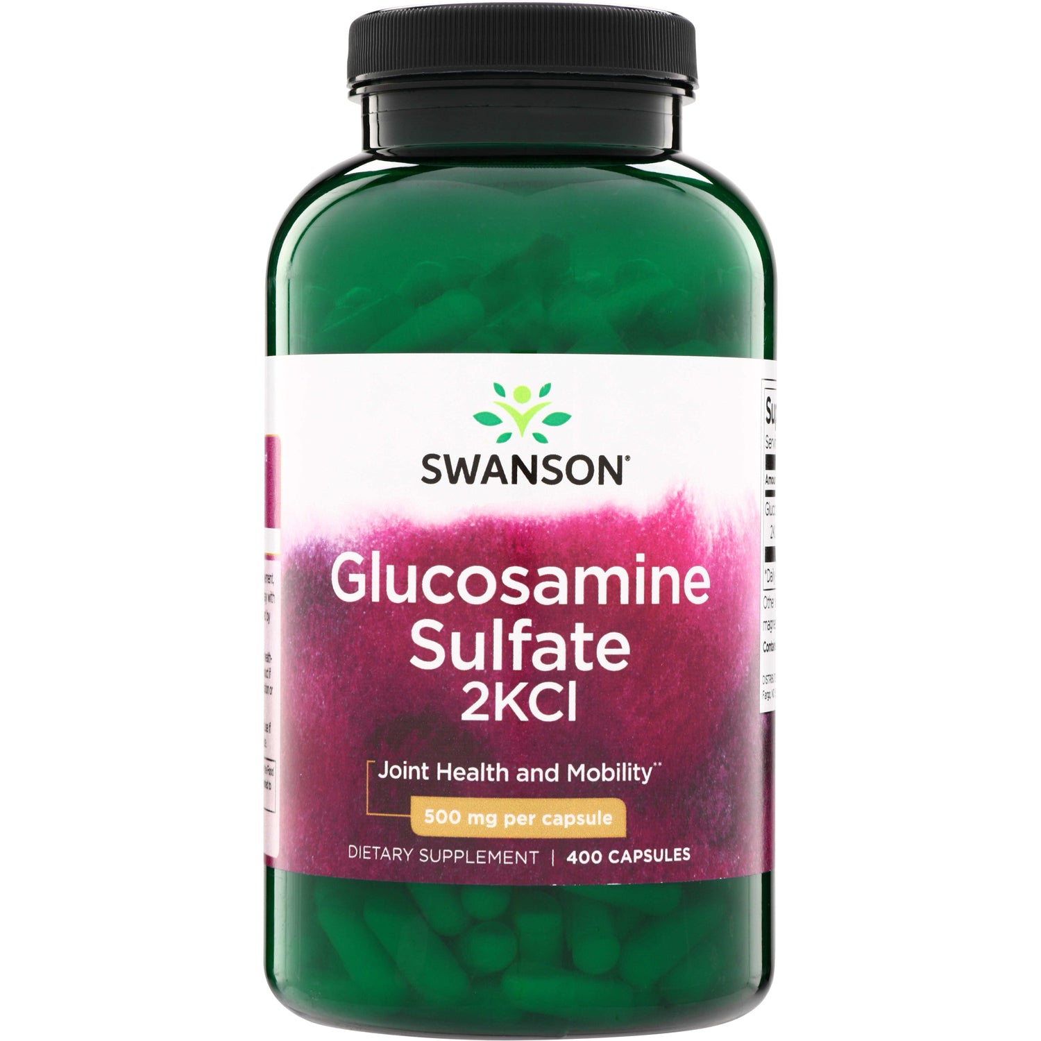 SW849 | Swanson Glucosamine Sulfate 2KCl, 500 mg per capsule, 400 capsules