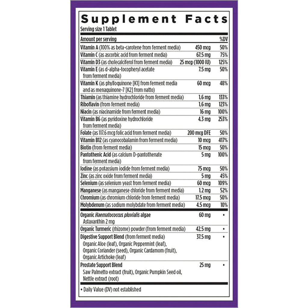 NWC320 | Supplement Facts panel showing vitamins, minerals, blends and serving size 1 tablet - Thumbnail