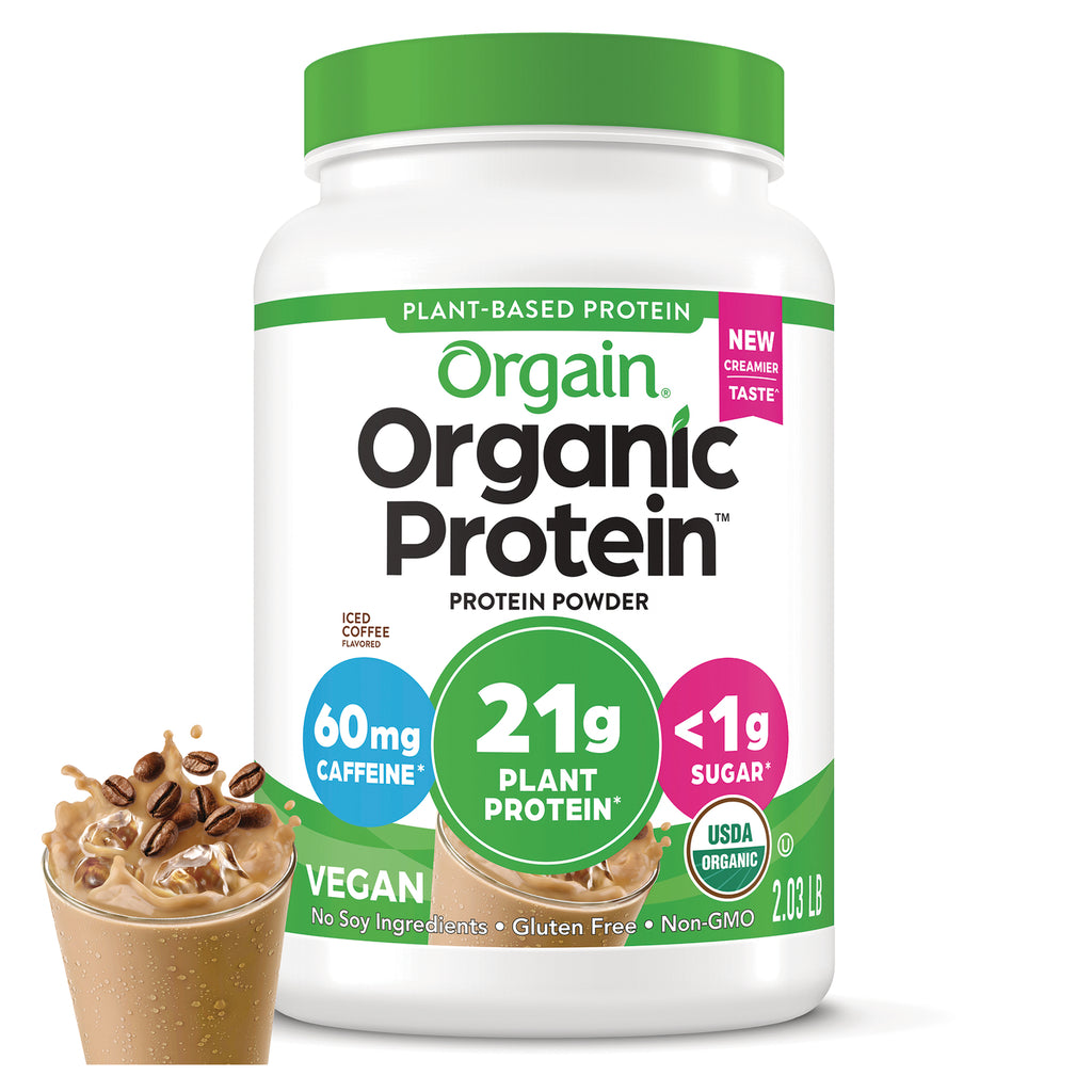 OGN013 | Orgain Organic Protein powder container, iced coffee flavor, 21g plant protein, vegan - Thumbnail