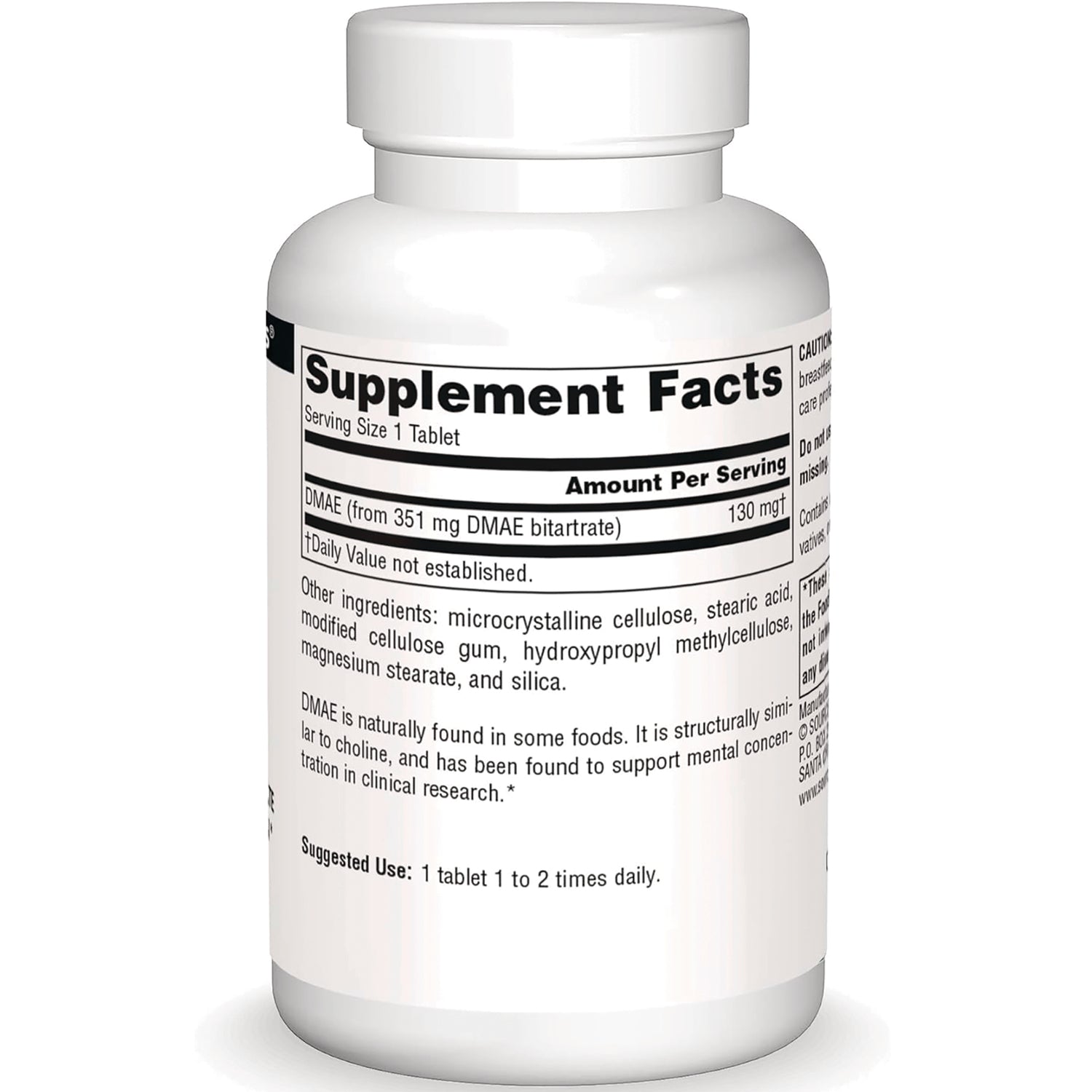 SN380 | Supplement Facts panel and suggested use on supplement bottle label