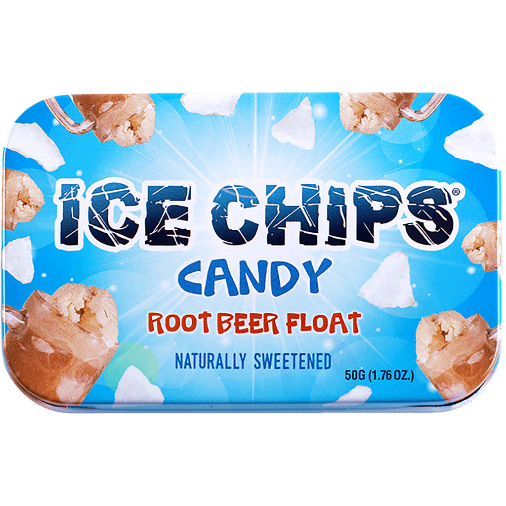 IC007 | ICE CHIPS candy tin front showing Root Beer Float flavor and naturally sweetened label - Thumbnail