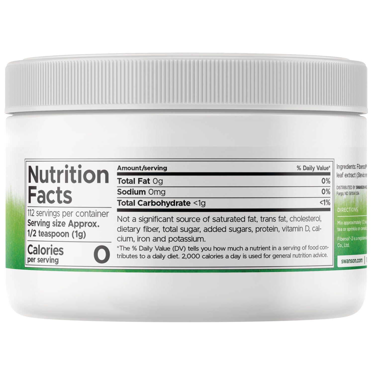 SW924 | Back label with supplement facts and serving information