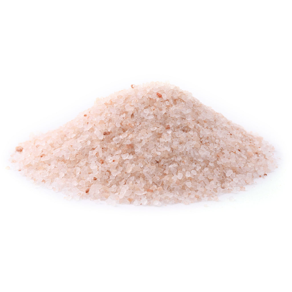 SWU402 | Coarse pink Himalayan salt crystals piled in a small mound on a white background - Thumbnail
