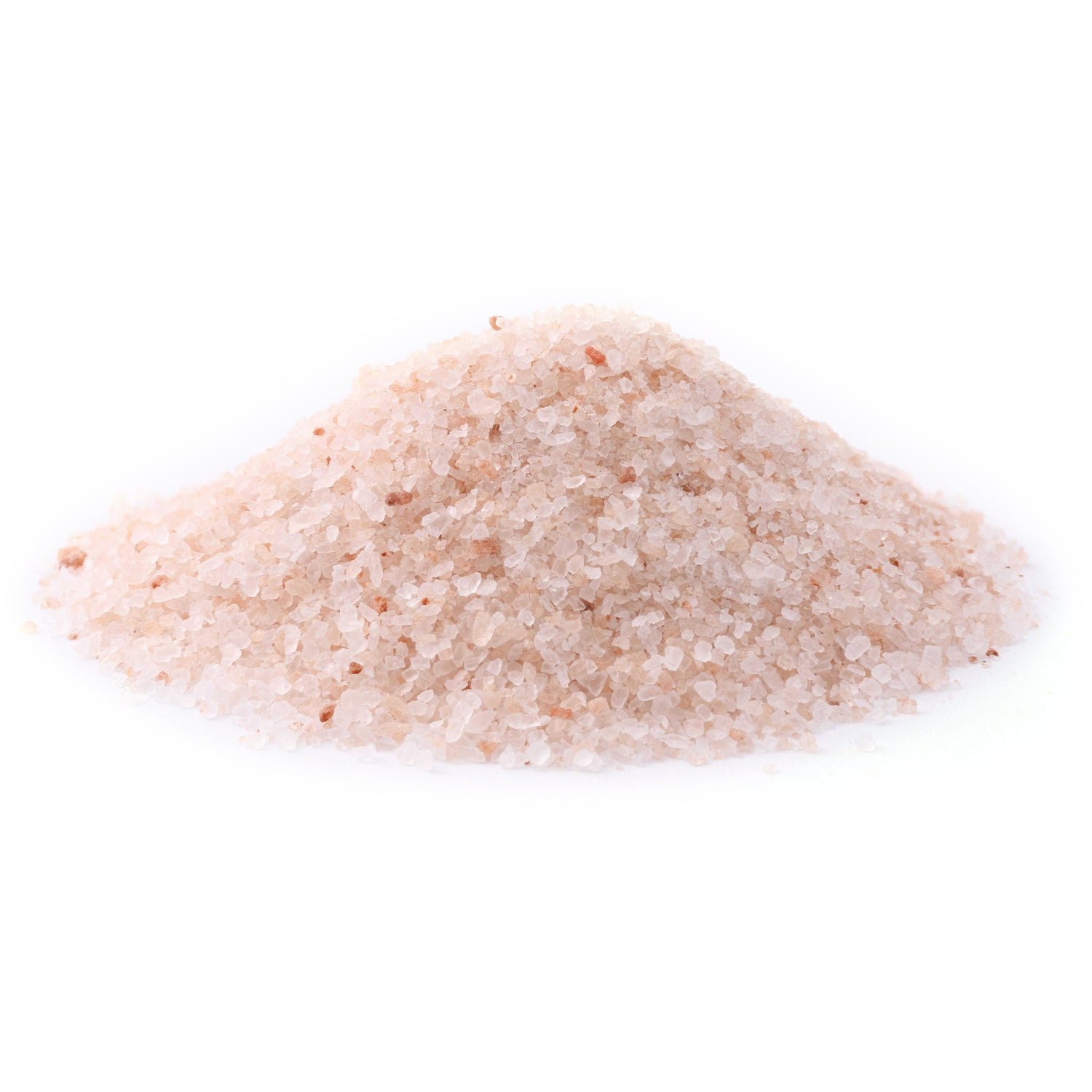 SWU402 | Coarse pink Himalayan salt crystals piled in a small mound on a white background