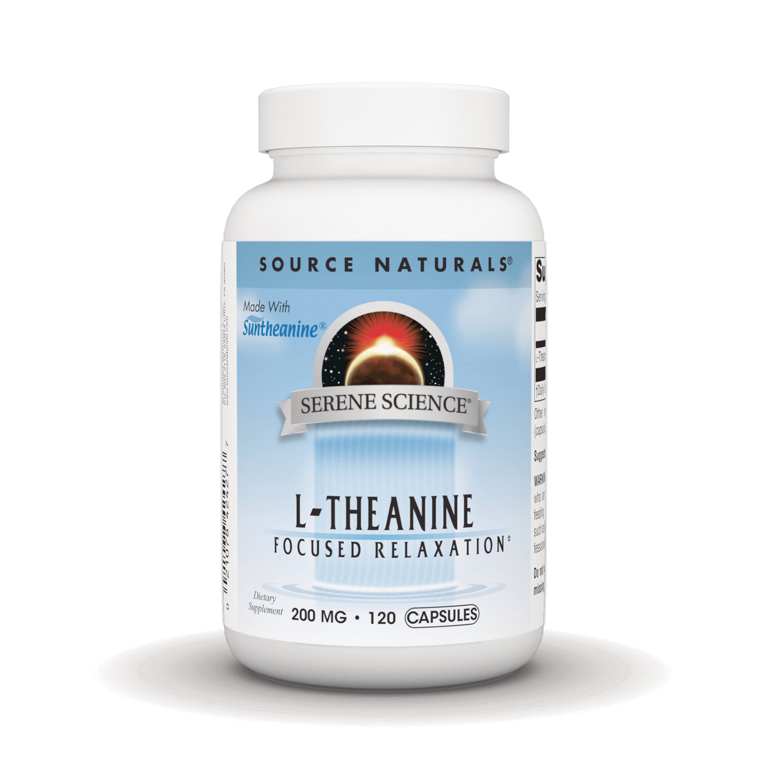 SN975 | Source Naturals Serene Science L-Theanine bottle, 200 mg, 120 capsules