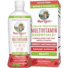 MRR025 | MaryRuth's Liquid Morning Multivitamin Essentials+ strawberry bottle and outer box front view