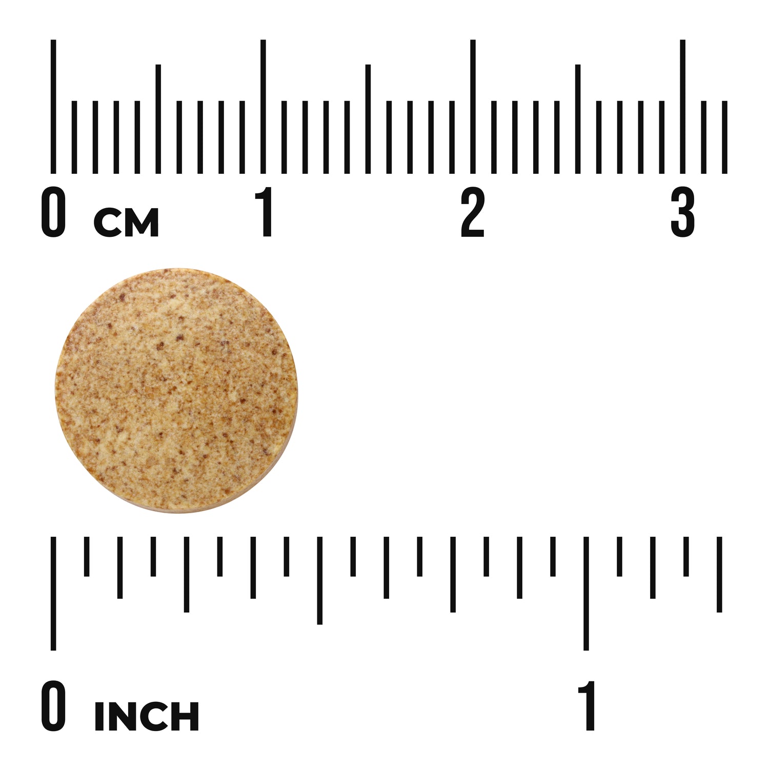SW087 | Round speckled tablet with size scale in centimeters and inches