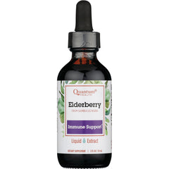 QU048 | Quantum Health Elderberry liquid extract dropper bottle labeled Immune Support 2 fl oz