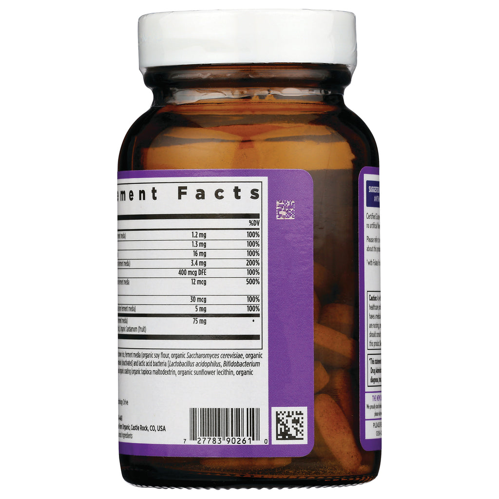 NWC344 | Brown glass bottle back showing Supplement Facts panel, barcode, QR code and purple label - Thumbnail
