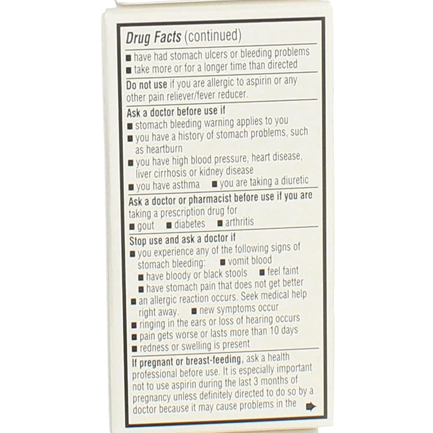 QCH023 | Back panel showing Drug Facts (continued) label with warnings, directions, and safety information